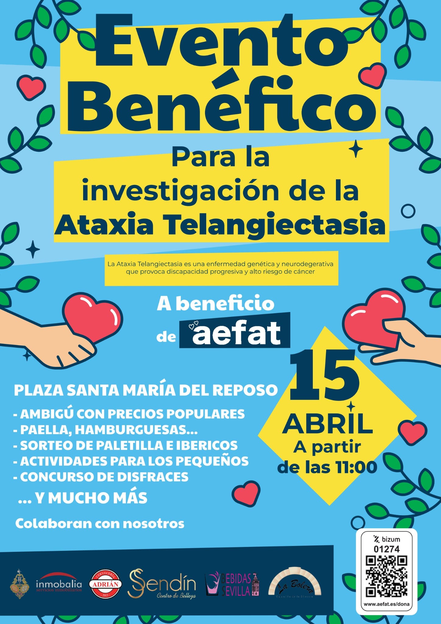 Cartel evento Sevilla 15 abril a favor de Aefat